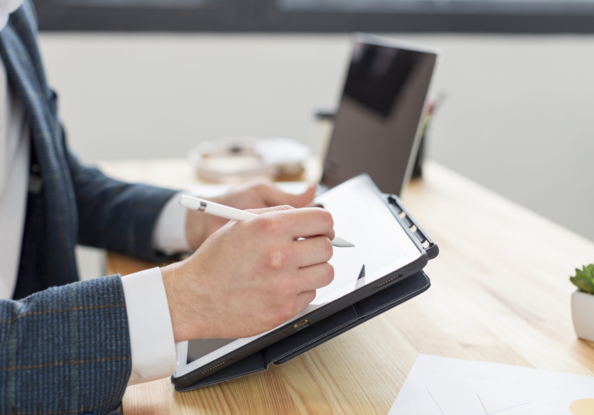 close-up-individual-working-office